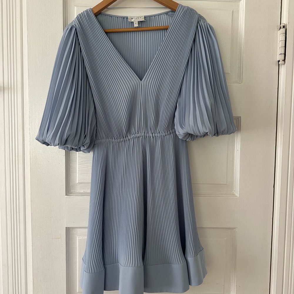 Milly Blue Pleated Mini Dress